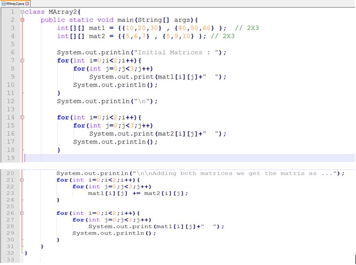 This image describes the creation of 2-D arrays in java.